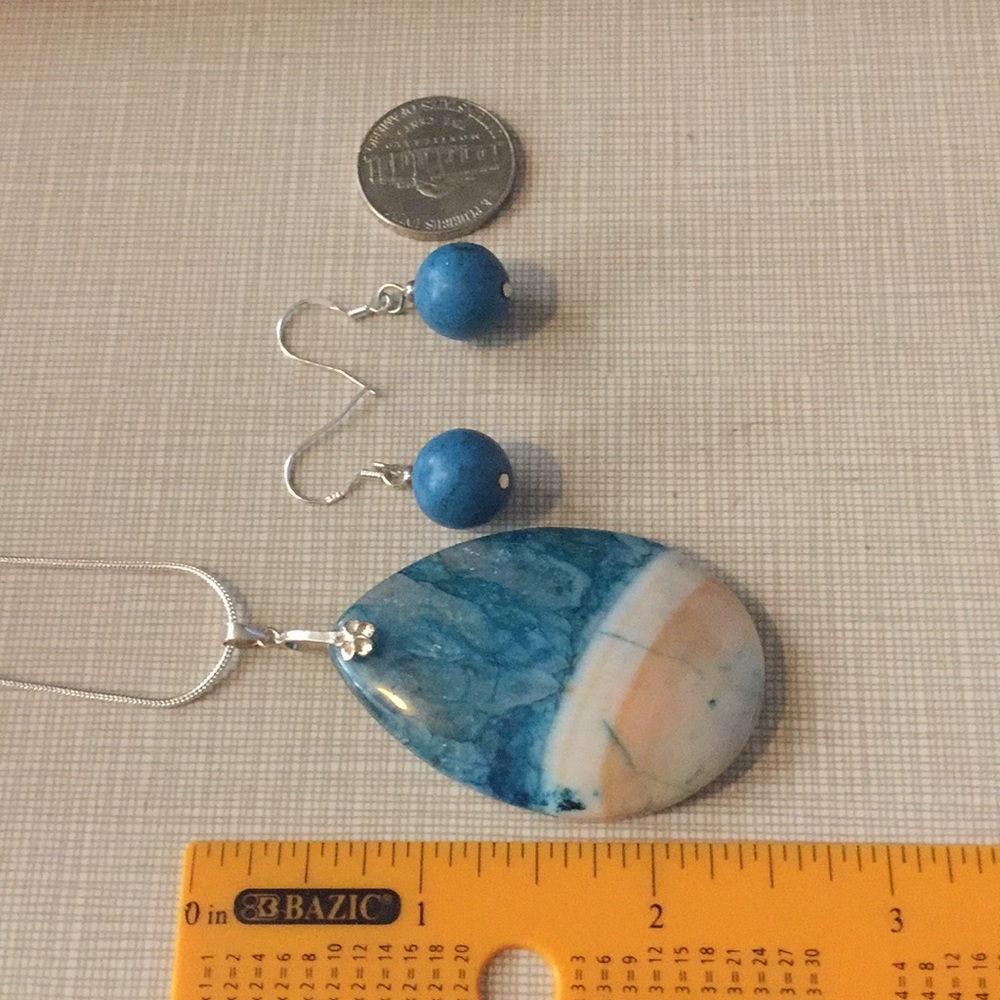 Beautiful Genuine stone SS925Agate howlite Earring - Picture 8 of 8